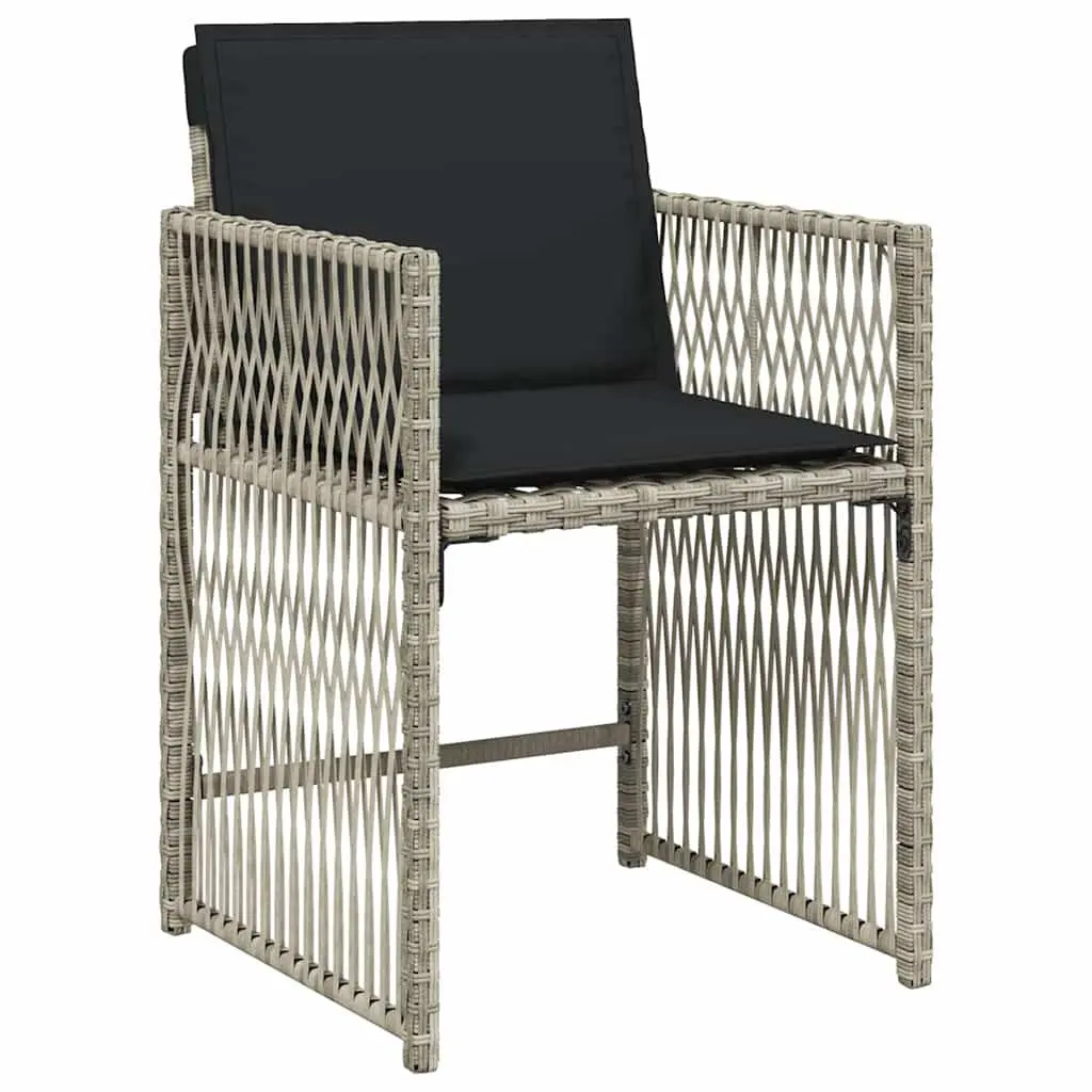 Outdoor Garden Chairs 4 Piece Grey Poly Rattan with Cushions