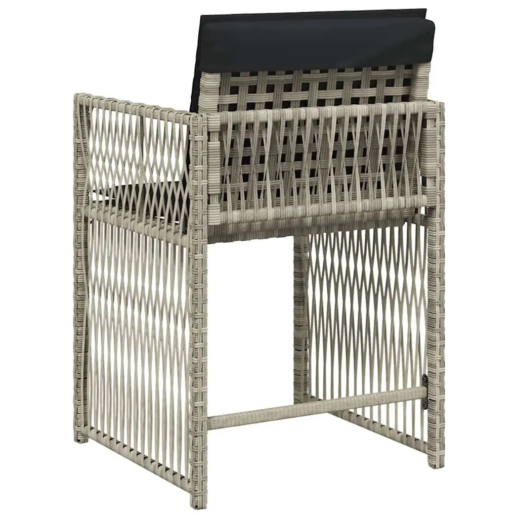 Outdoor Garden Chairs 4 Piece Grey Poly Rattan with Cushions