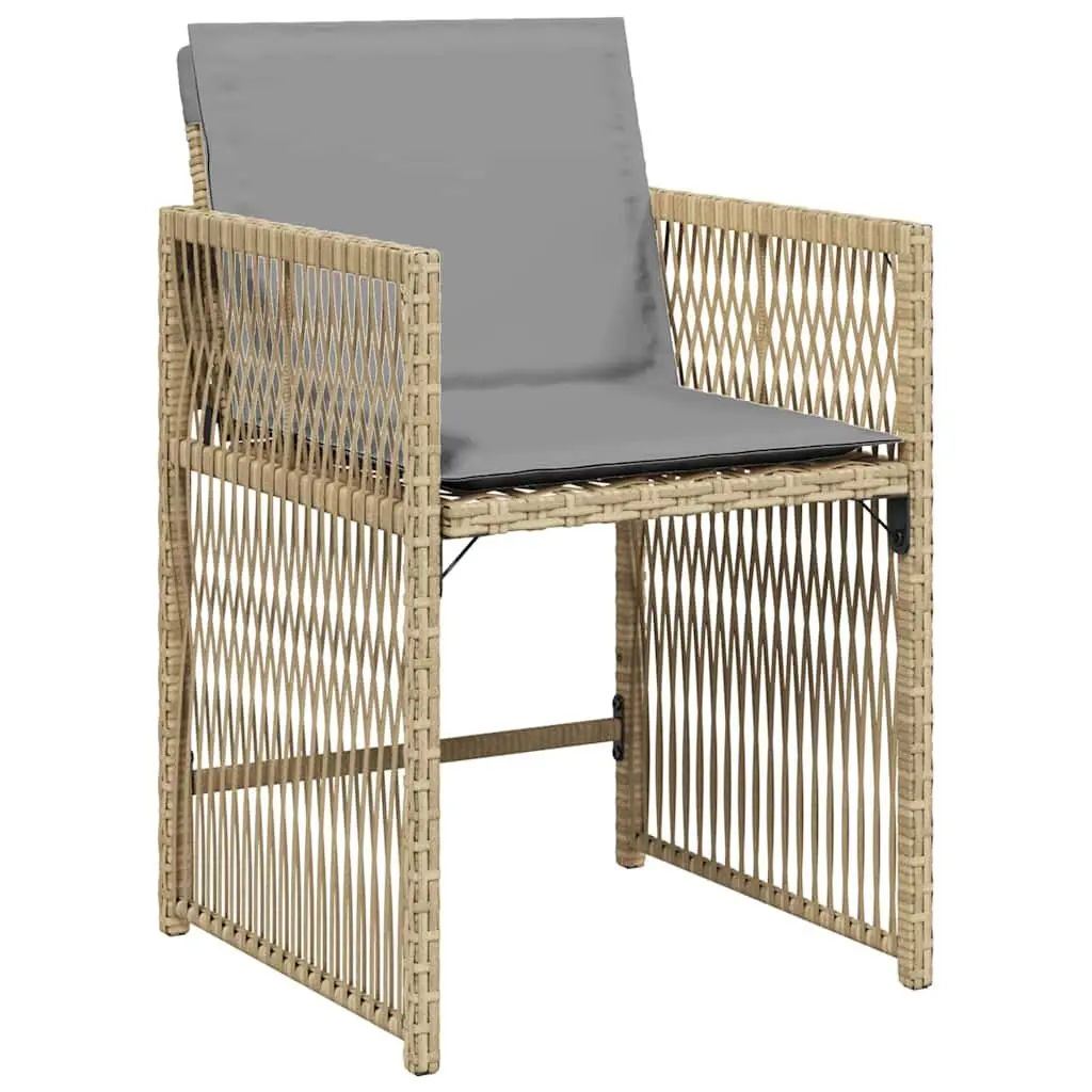 Outdoor Garden Chairs Set 4 Piece Beige Poly Rattan Cushioned Seating