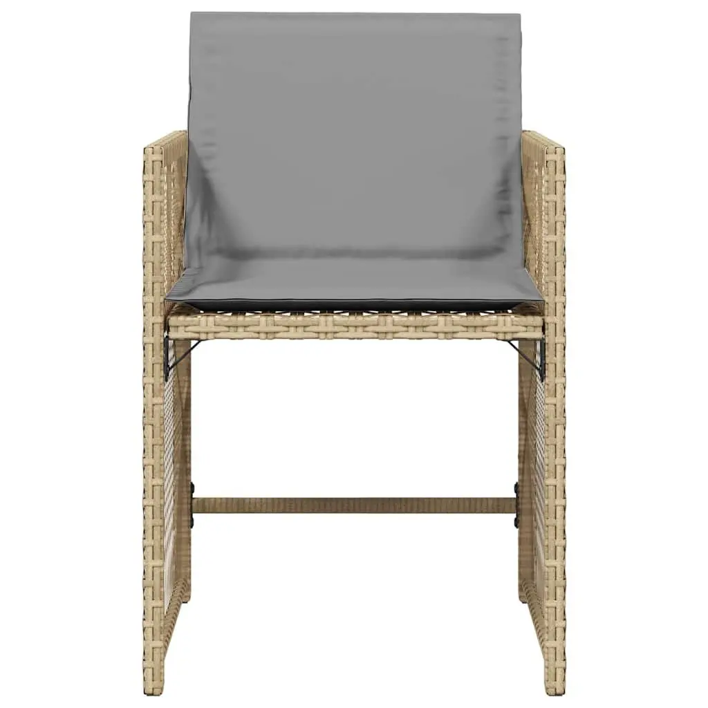 Outdoor Garden Chairs Set 4 Piece Beige Poly Rattan Cushioned Seating