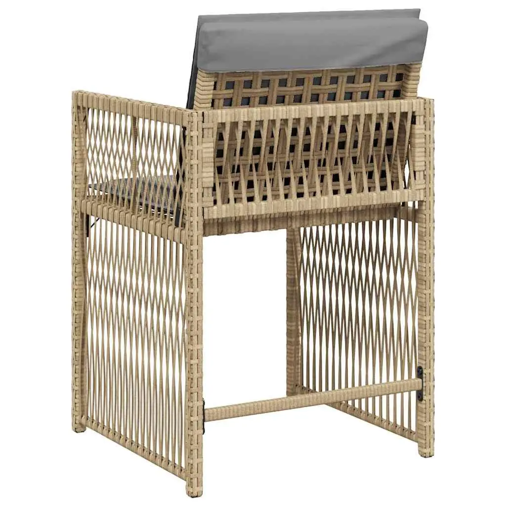 Outdoor Garden Chairs Set 4 Piece Beige Poly Rattan Cushioned Seating
