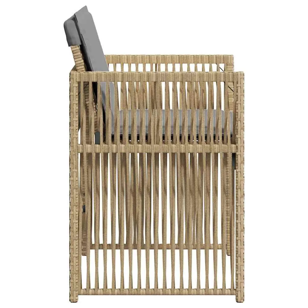 Outdoor Garden Chairs Set 4 Piece Beige Poly Rattan Cushioned Seating