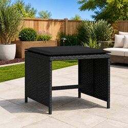 4 Black Outdoor Garden Stools with Cushions – Specs Included