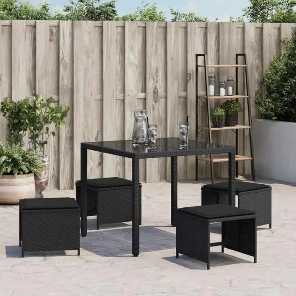 Garden Stools Set for Outdoor Use 4 Piece Black
