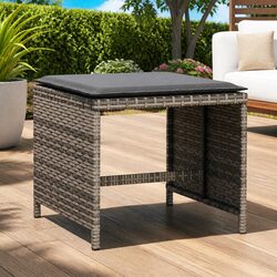 Garden Stools with Cushions 4 pcs Grey Outdoor Foot Rests Poly Rattan Seats