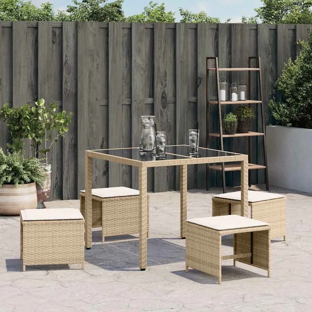 Garden Stools with Cushions, 4 pcs, Beige