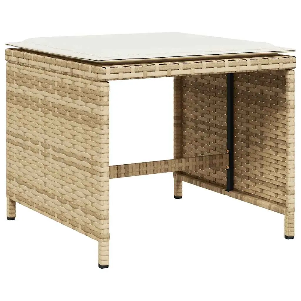 Garden Stools with Cushions, 4 pcs, Beige