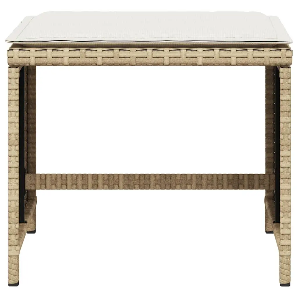 Garden Stools with Cushions, 4 pcs, Beige