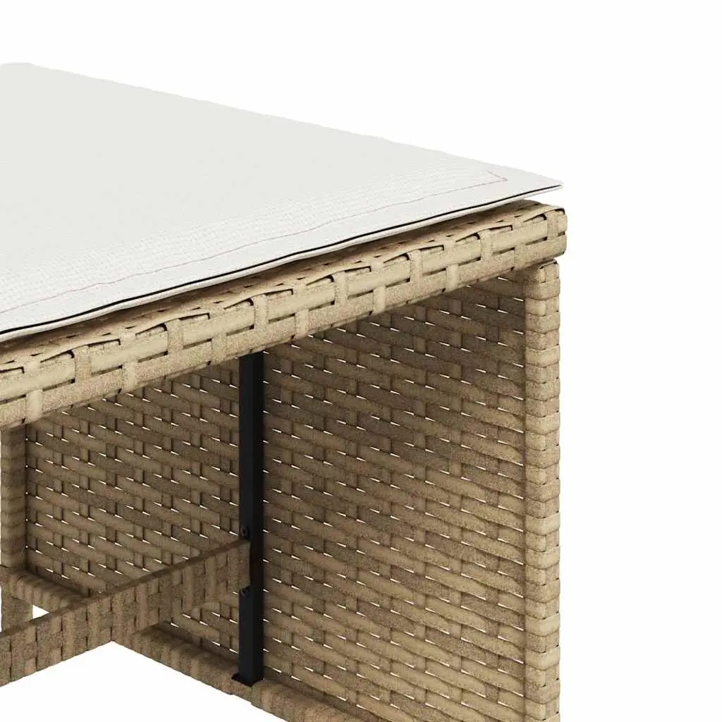Garden Stools with Cushions, 4 pcs, Beige