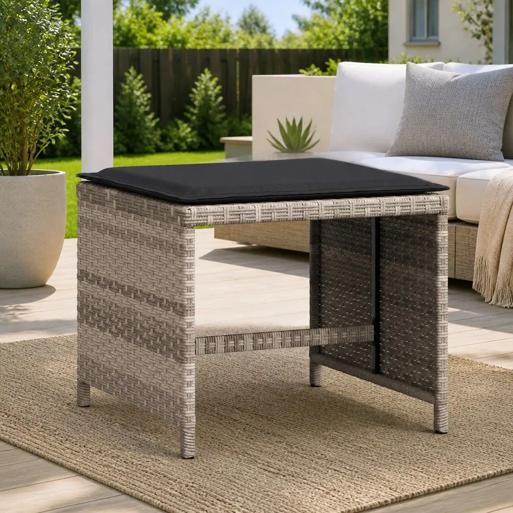 Garden Stools with Cushions 4 Pieces Outdoor Seating Grey 41x41x36 cm