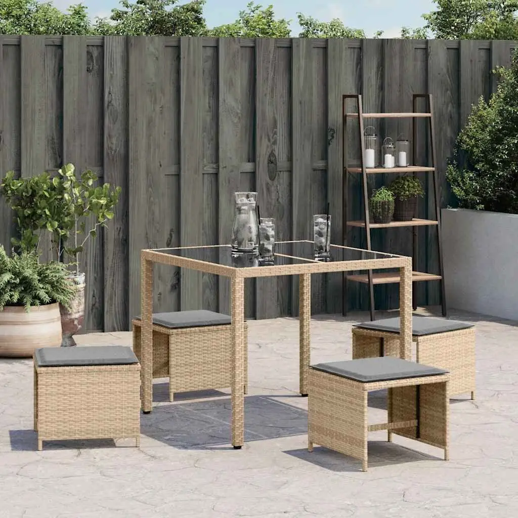Garden Stools Outdoor Use 41x41x36 cm 4 Piece Set with Cushions Beige