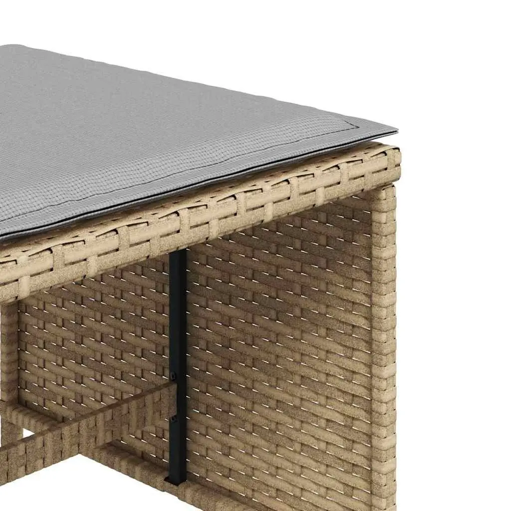 Garden Stools Outdoor Use 41x41x36 cm 4 Piece Set with Cushions Beige