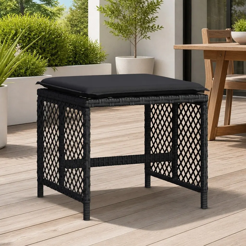 4-Piece Garden Stool Set with Cushions