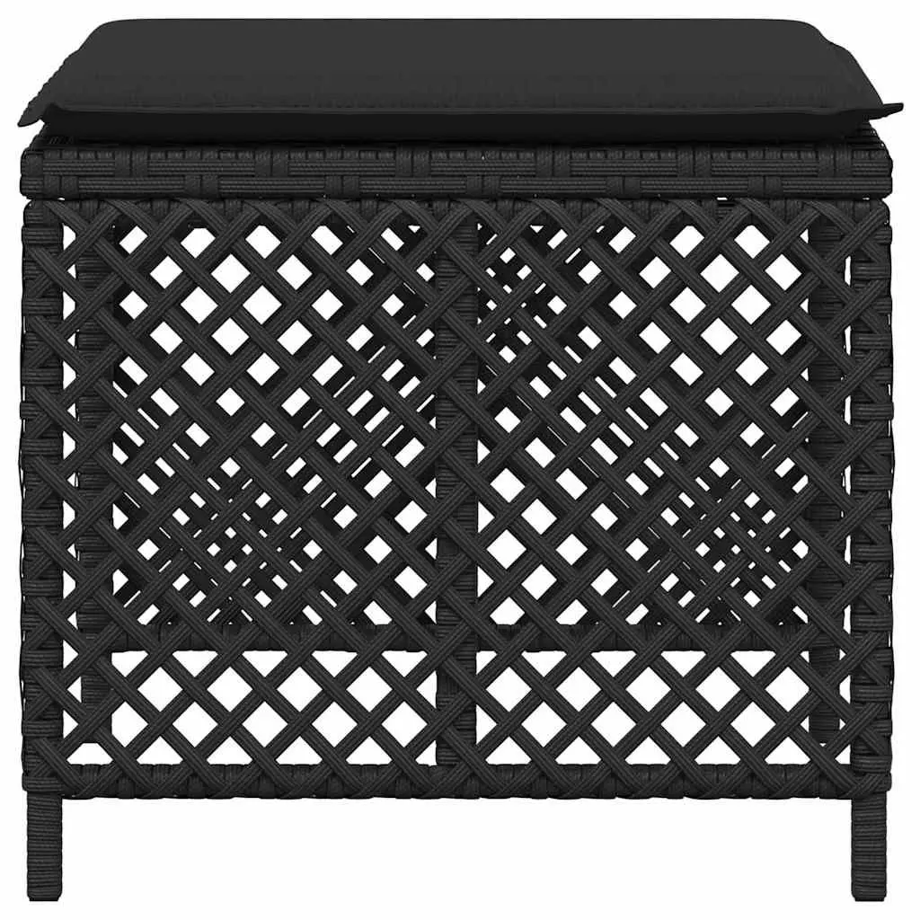 Garden Stools Outdoor 4 Piece Set with Cushions Black 41x41x36cm