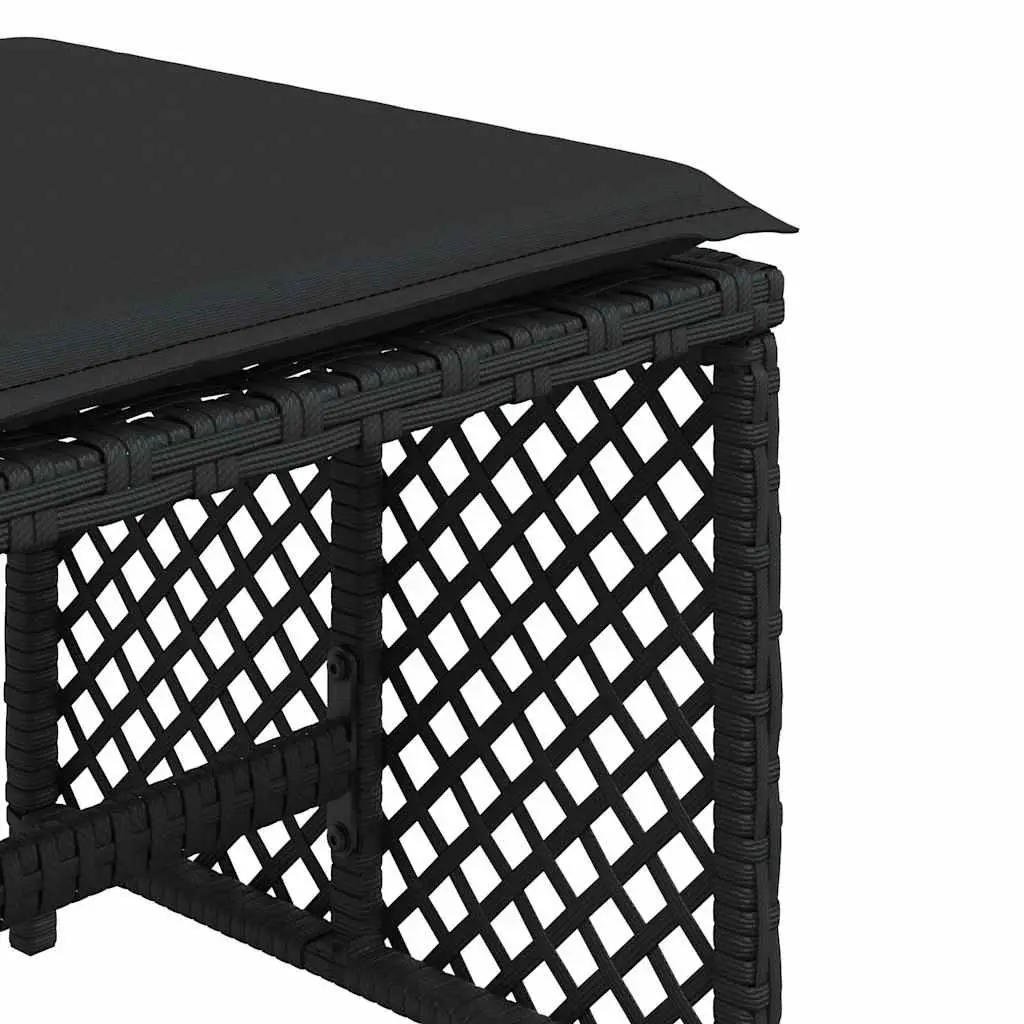 Garden Stools Outdoor 4 Piece Set with Cushions Black 41x41x36cm