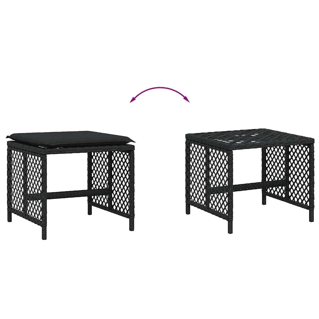 Garden Stools Outdoor 4 Piece Set with Cushions Black 41x41x36cm