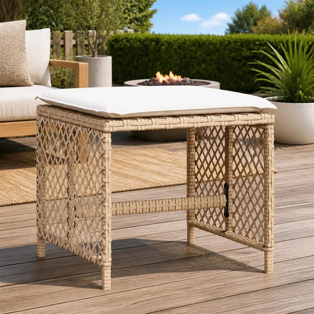 4-Piece Outdoor Garden Stools Set with Cushions