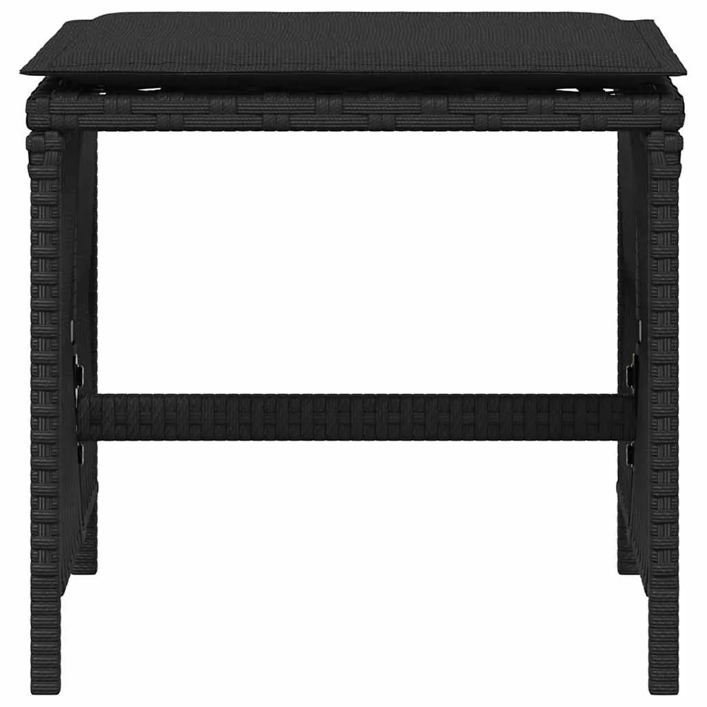 Garden Stools Outdoor 4 Piece Black Cushioned Poly Rattan Seating