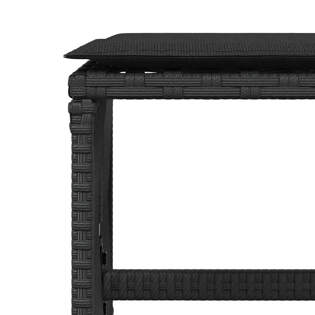 Garden Stools Outdoor 4 Piece Black Cushioned Poly Rattan Seating