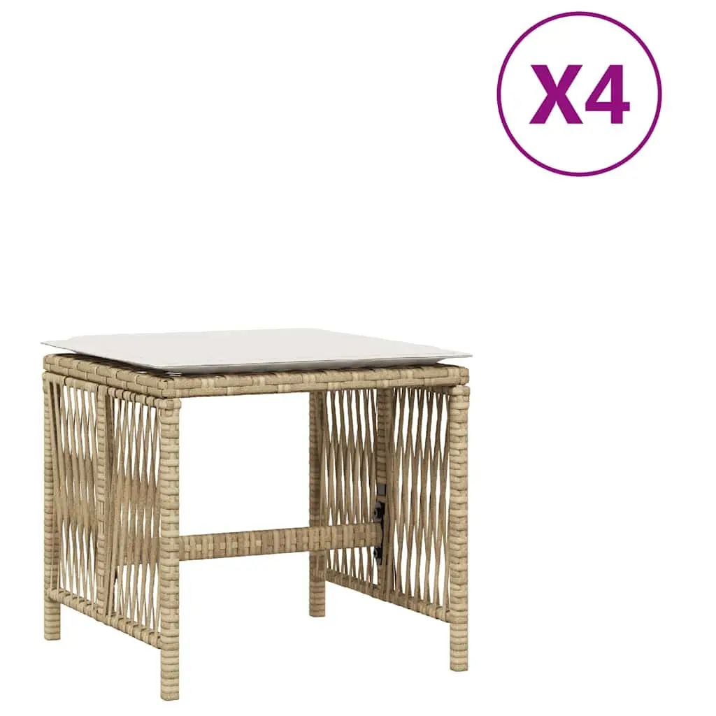 Garden Stools for Outdoor Use 4 Piece Beige Patio Furniture Set