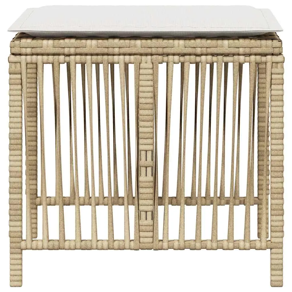 Garden Stools for Outdoor Use 4 Piece Beige Patio Furniture Set