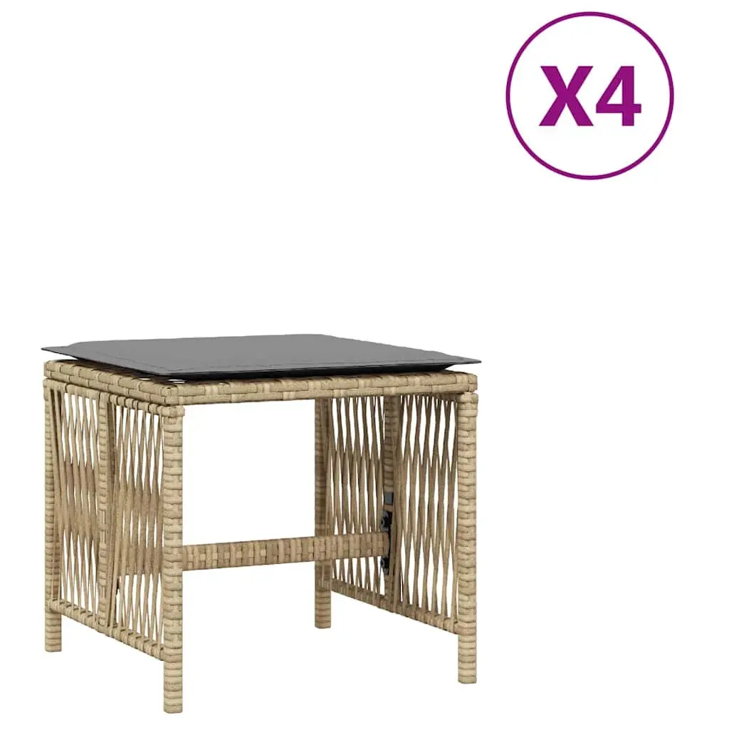 Garden Stools Set of 4 Outdoor Seating Patio Furniture Beige