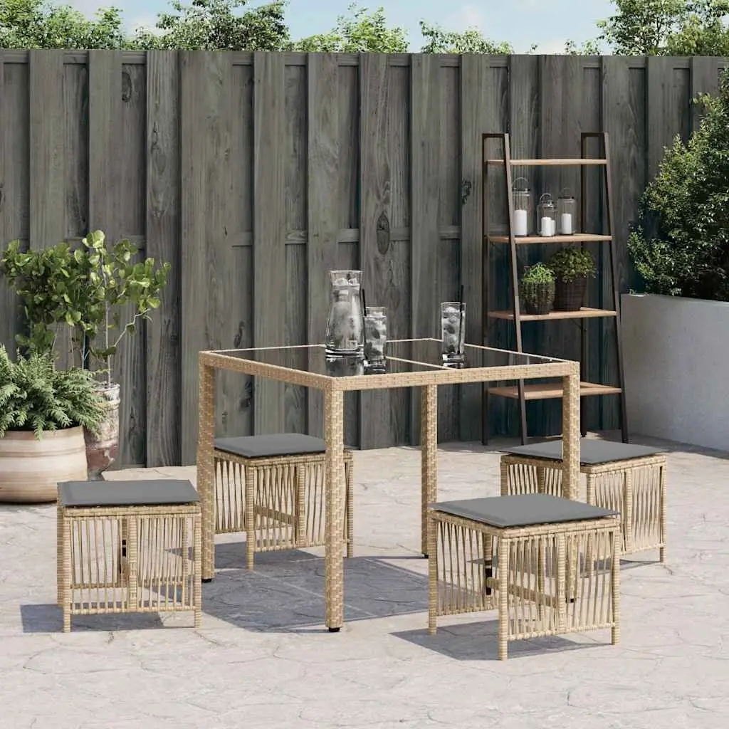 Garden Stools Set of 4 Outdoor Seating Patio Furniture Beige