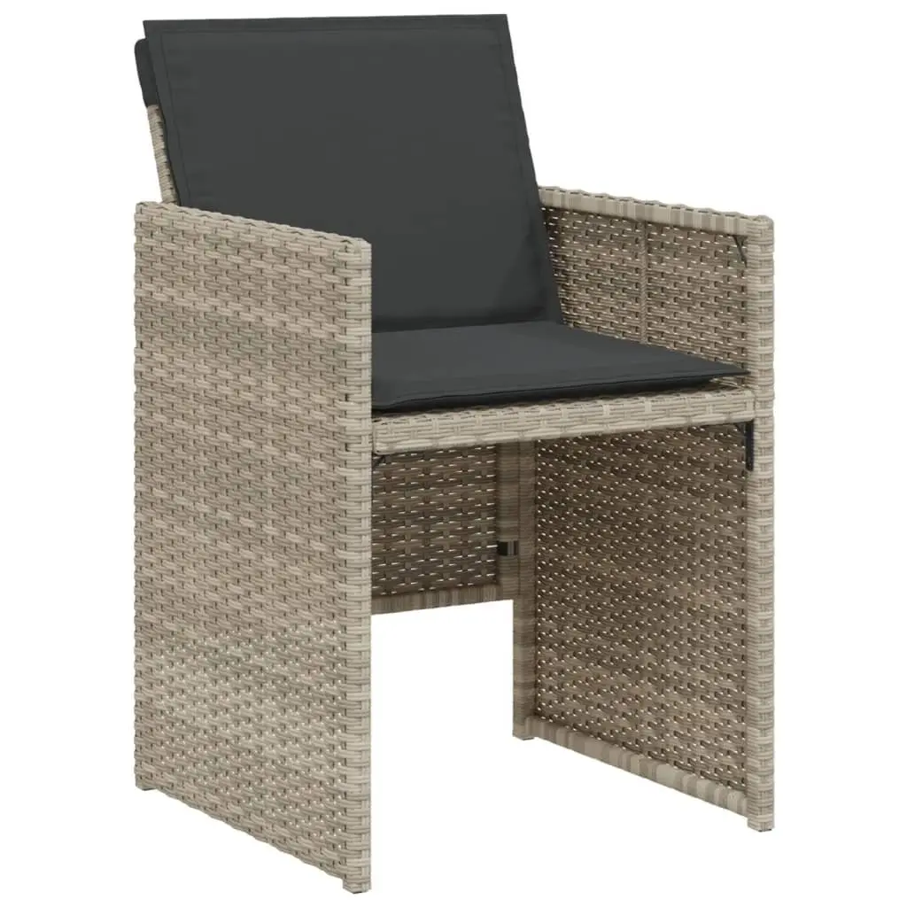 3 Piece Bistro Set for Garden Patio Grey Poly Rattan Chairs Table
