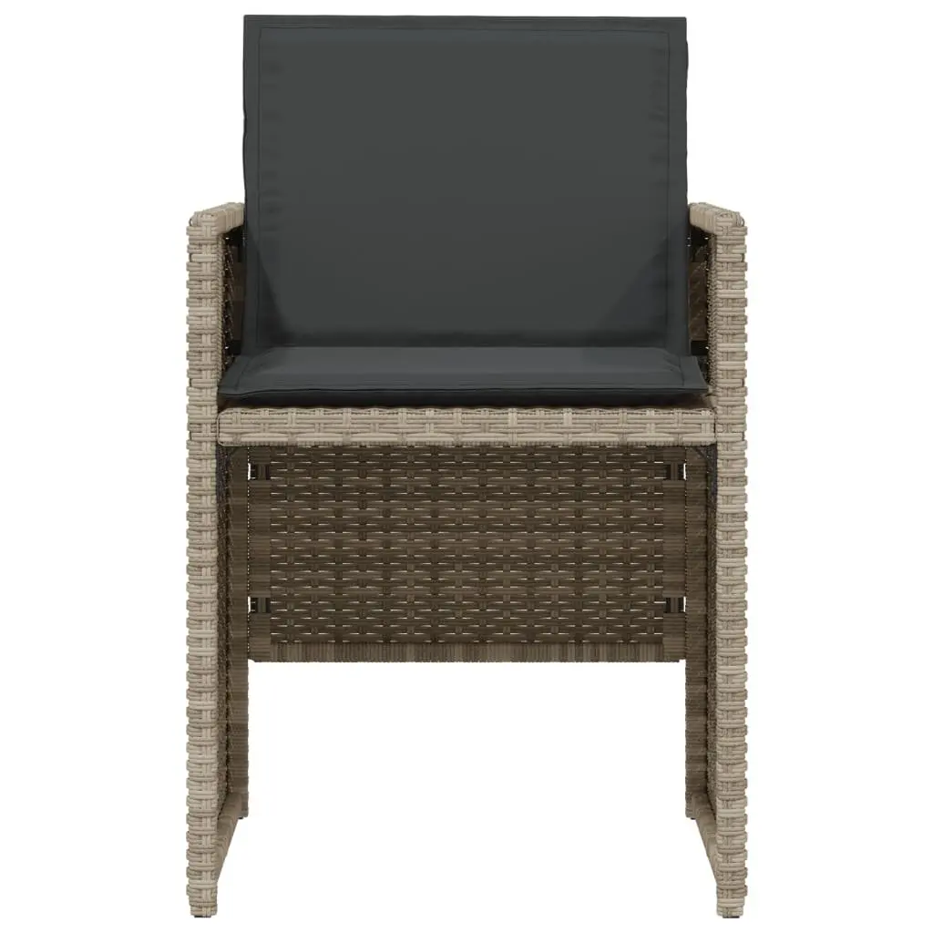 3 Piece Bistro Set for Garden Patio Grey Poly Rattan Chairs Table