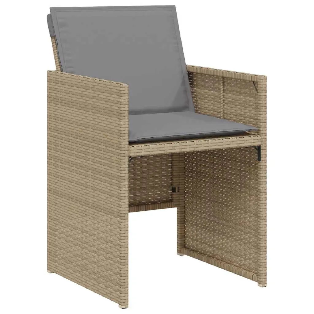 3 Piece Outdoor Bistro Set Garden Furniture Beige Poly Rattan Cushions Table