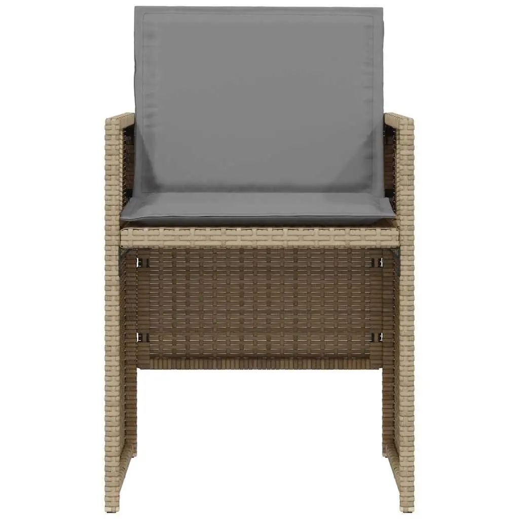 3 Piece Outdoor Bistro Set Garden Furniture Beige Poly Rattan Cushions Table