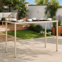 Garden Table Specifications: Glass Top, Beige Color