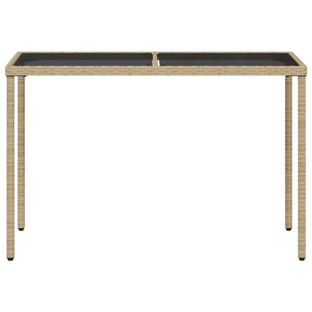 Garden Table Glass Top Beige Outdoor Patio Furniture 115x54x74cm Poly Rattan
