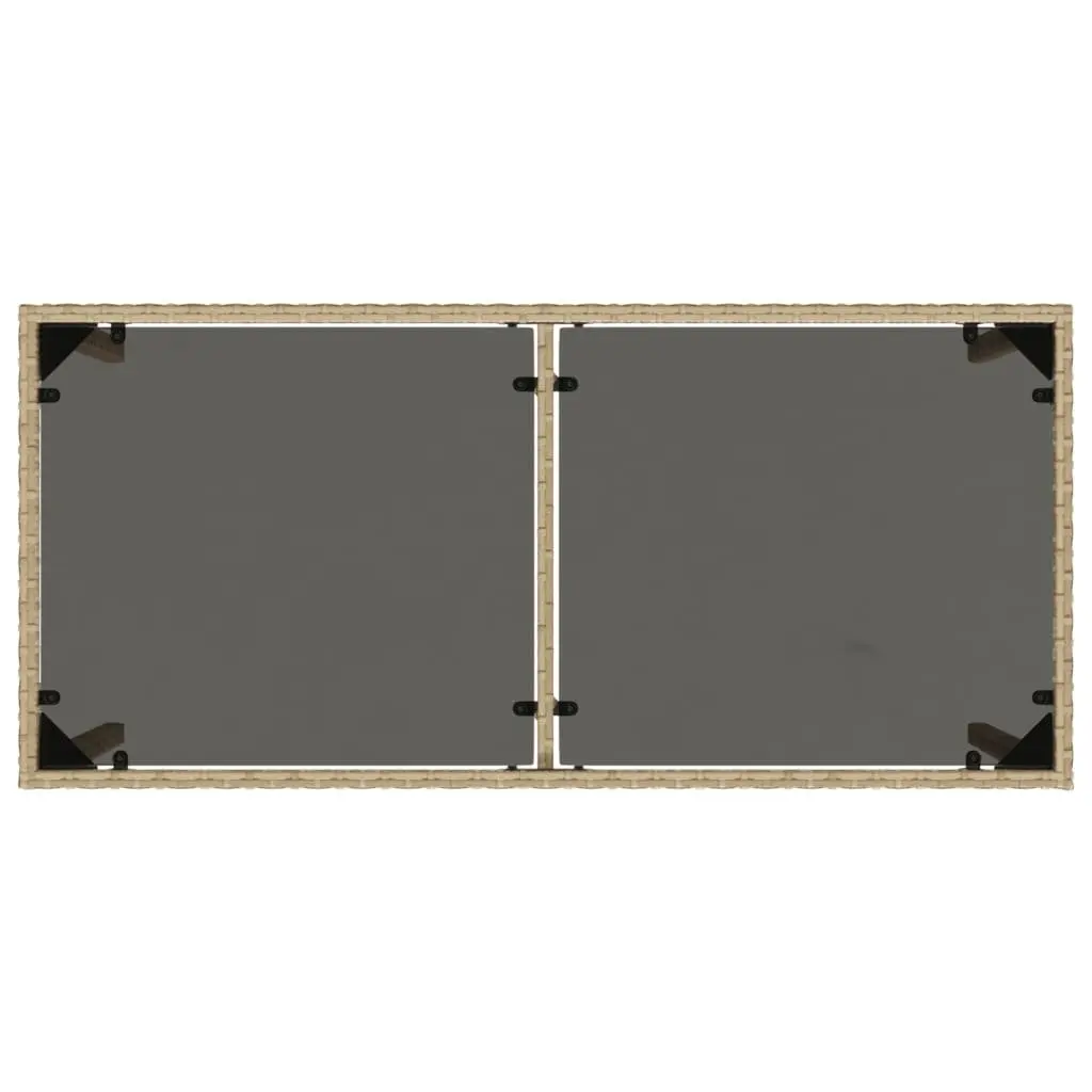 Garden Table Glass Top Beige Outdoor Patio Furniture 115x54x74cm Poly Rattan