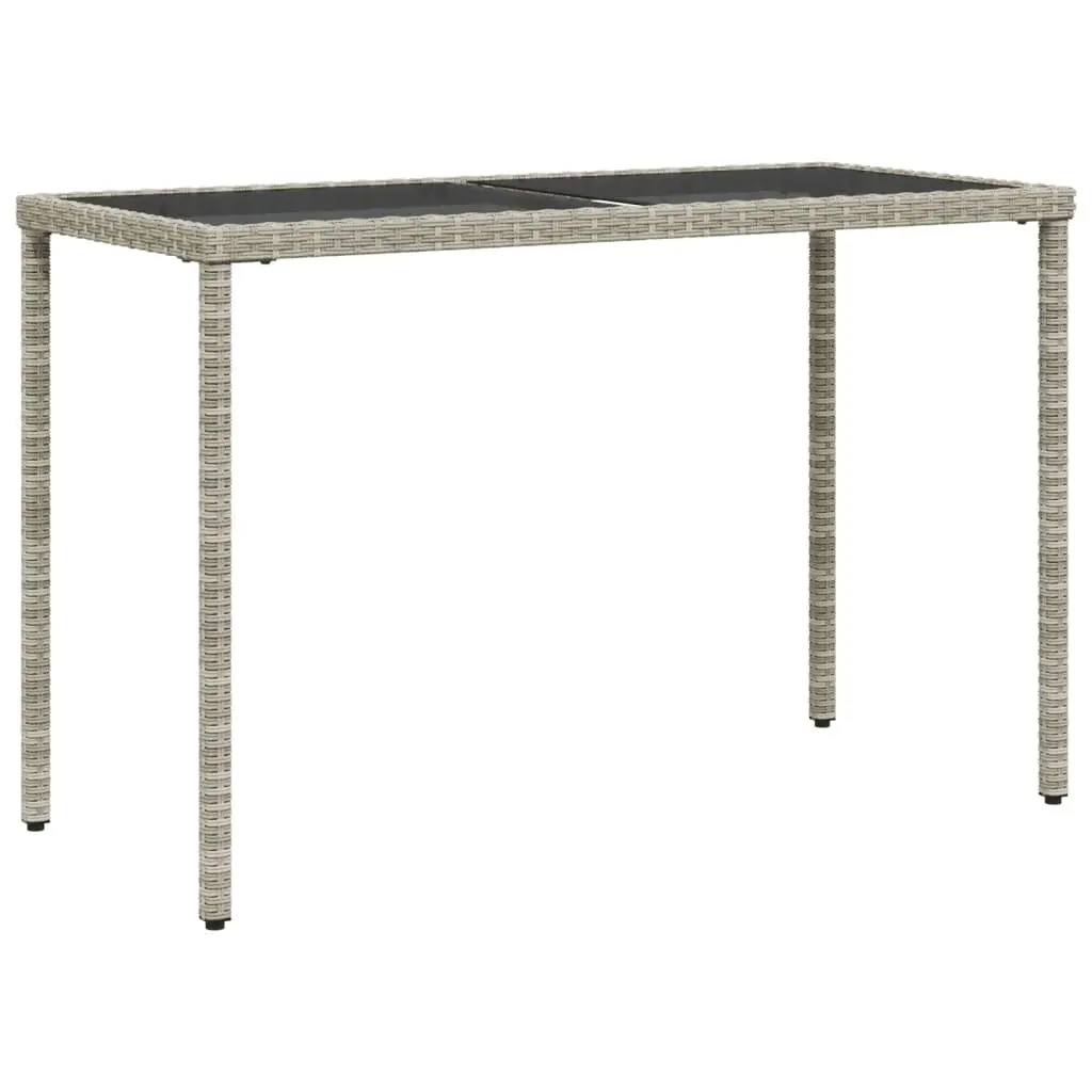Garden Table Outdoor Patio Grey Glass Top Poly Rattan 115x54x74cm