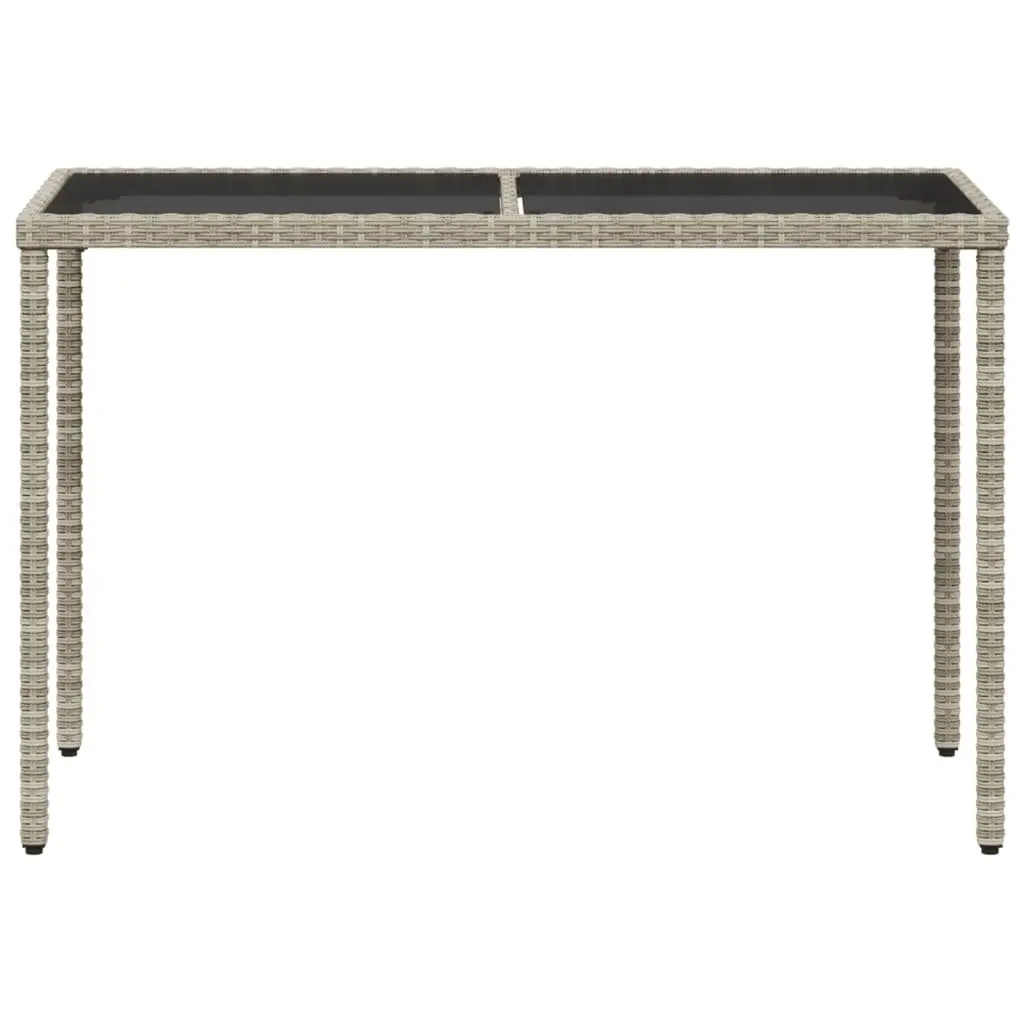 Garden Table Outdoor Patio Grey Glass Top Poly Rattan 115x54x74cm