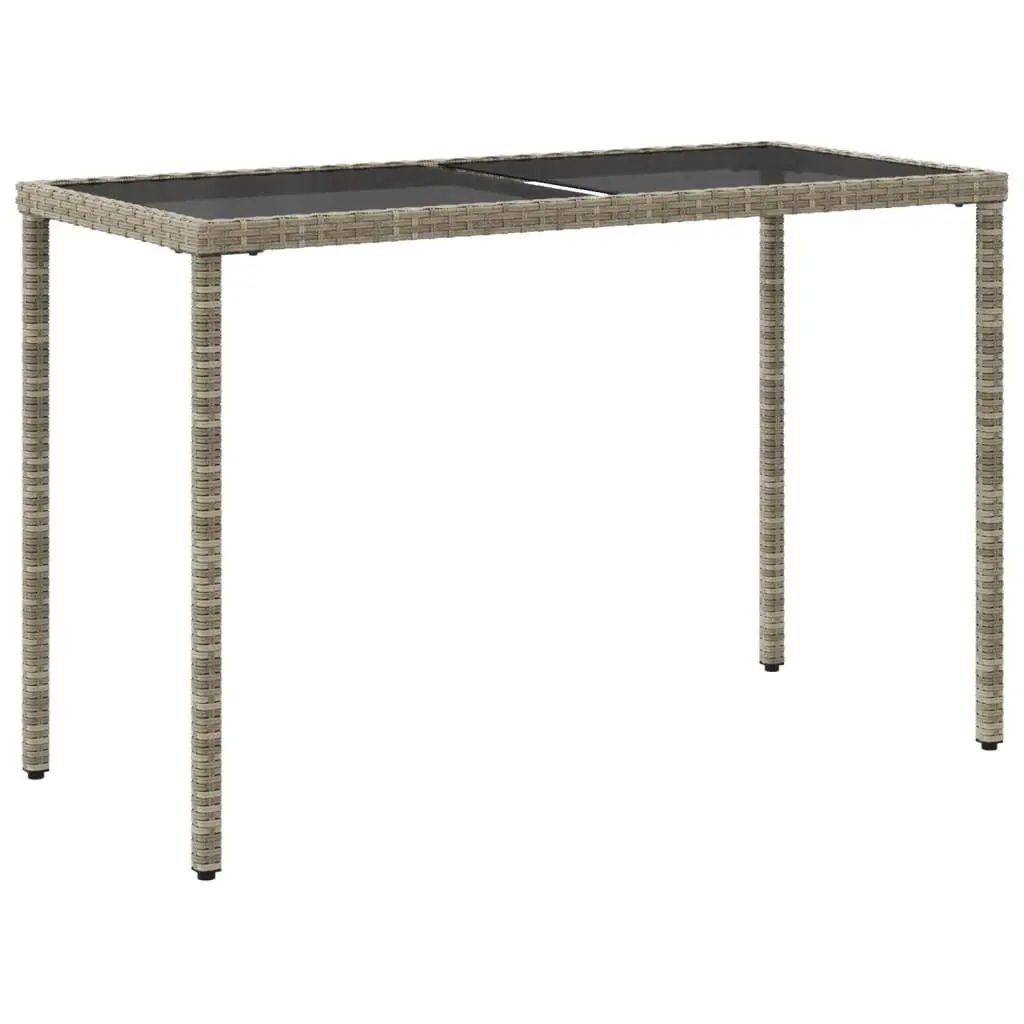 Garden Table Outdoor Patio Grey Glass Top Poly Rattan 115x54x74cm