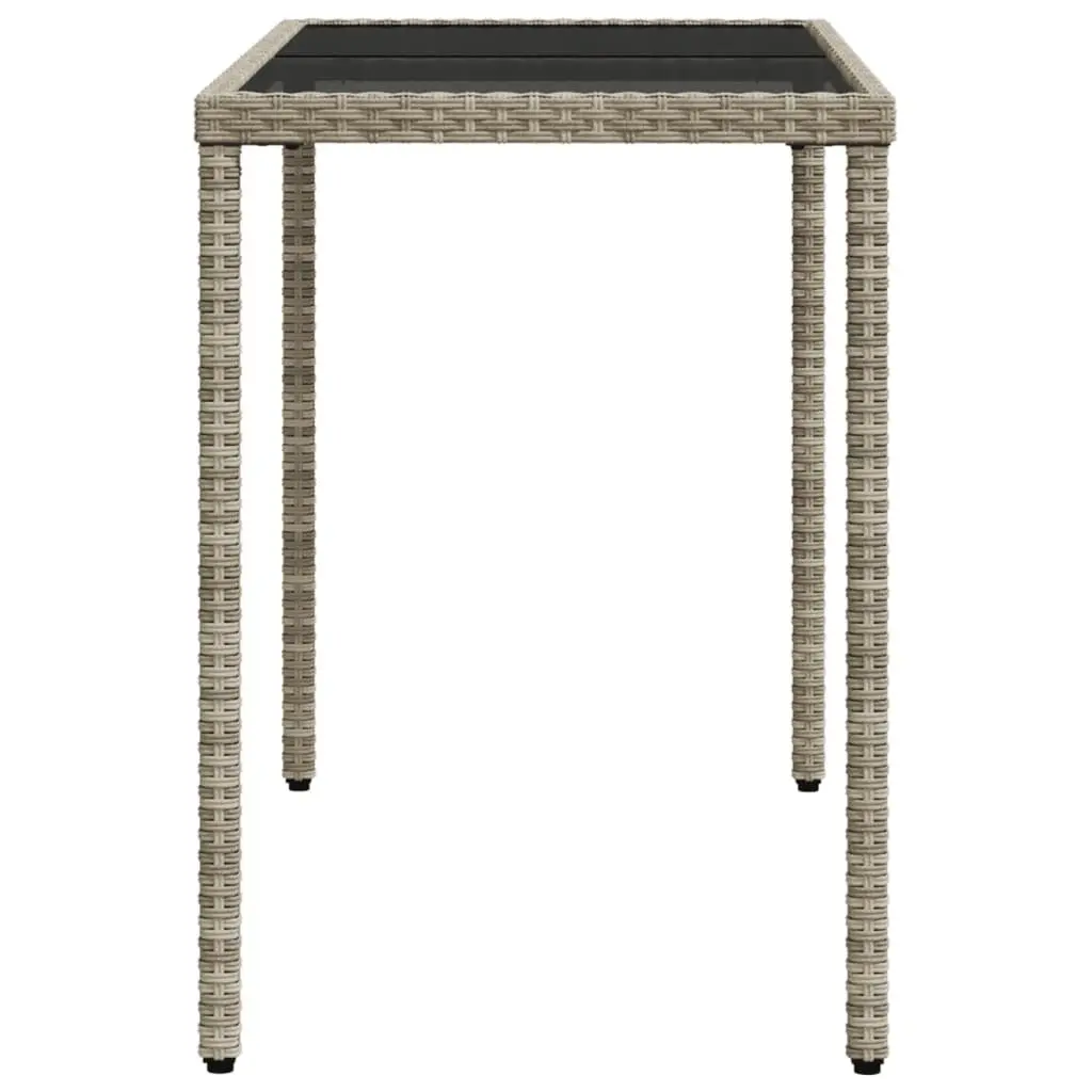 Garden Table Outdoor Patio Grey Glass Top Poly Rattan 115x54x74cm