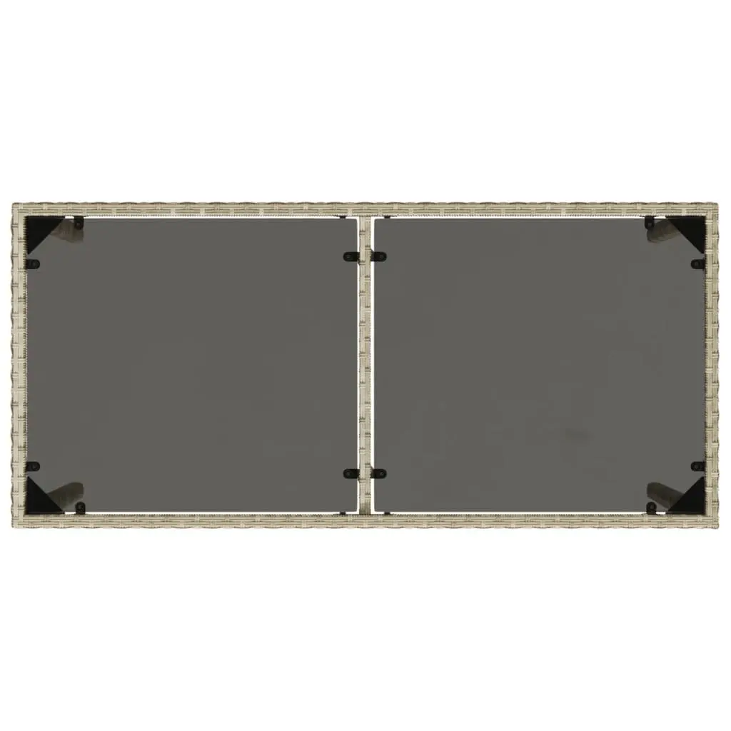 Garden Table Outdoor Patio Grey Glass Top Poly Rattan 115x54x74cm