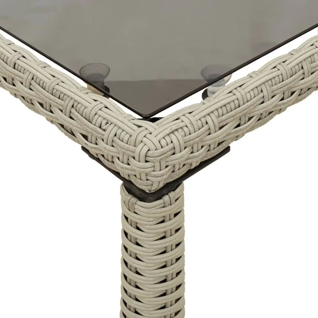 Garden Table Outdoor Patio Grey Glass Top Poly Rattan 115x54x74cm