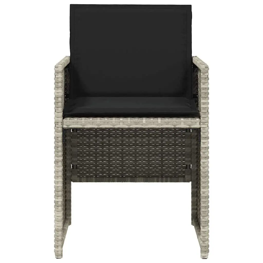 5 Piece Garden Dining Set Outdoor Use Grey PE Rattan Chairs Table Cushions