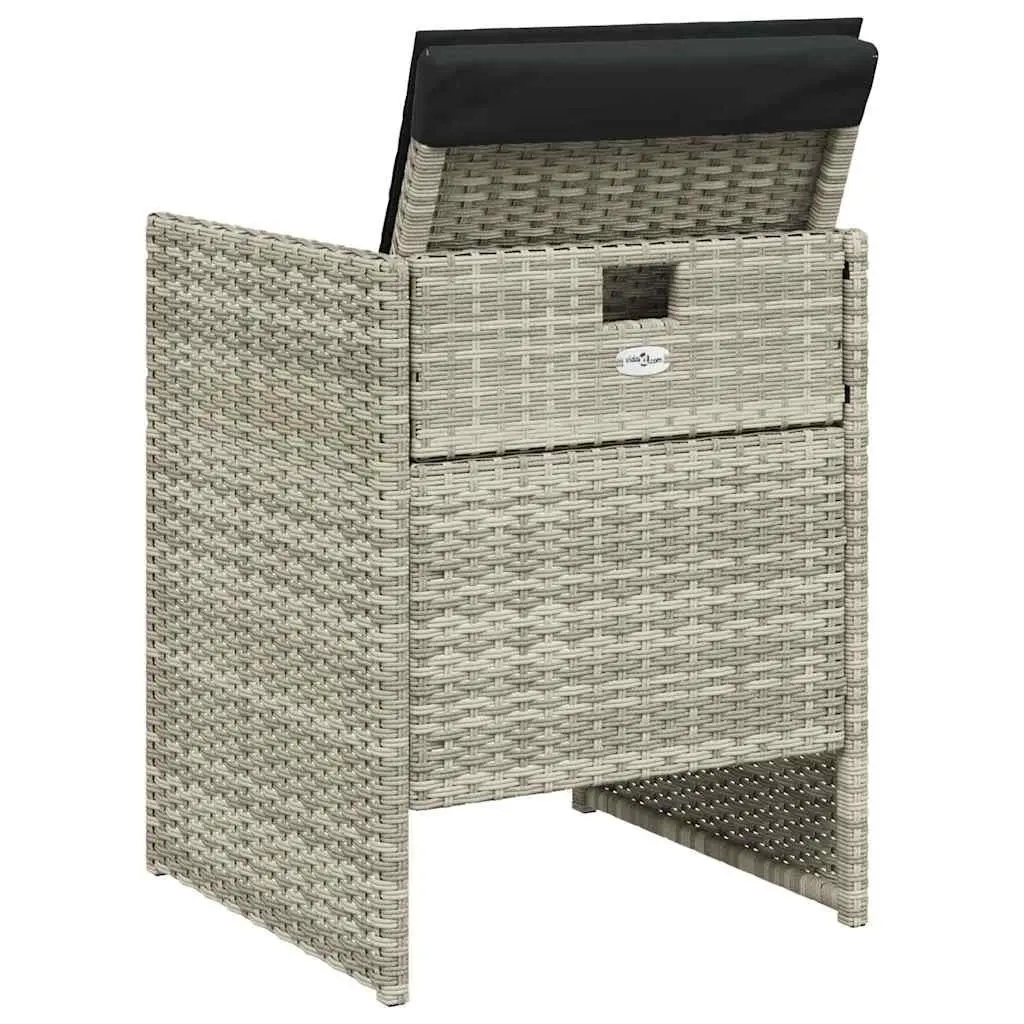 5 Piece Garden Dining Set Outdoor Use Grey PE Rattan Chairs Table Cushions