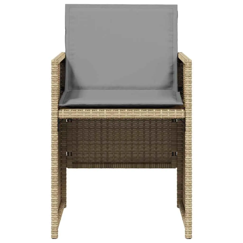 Outdoor Garden Dining Set 5 Piece Beige Poly Rattan Chairs Table Patio