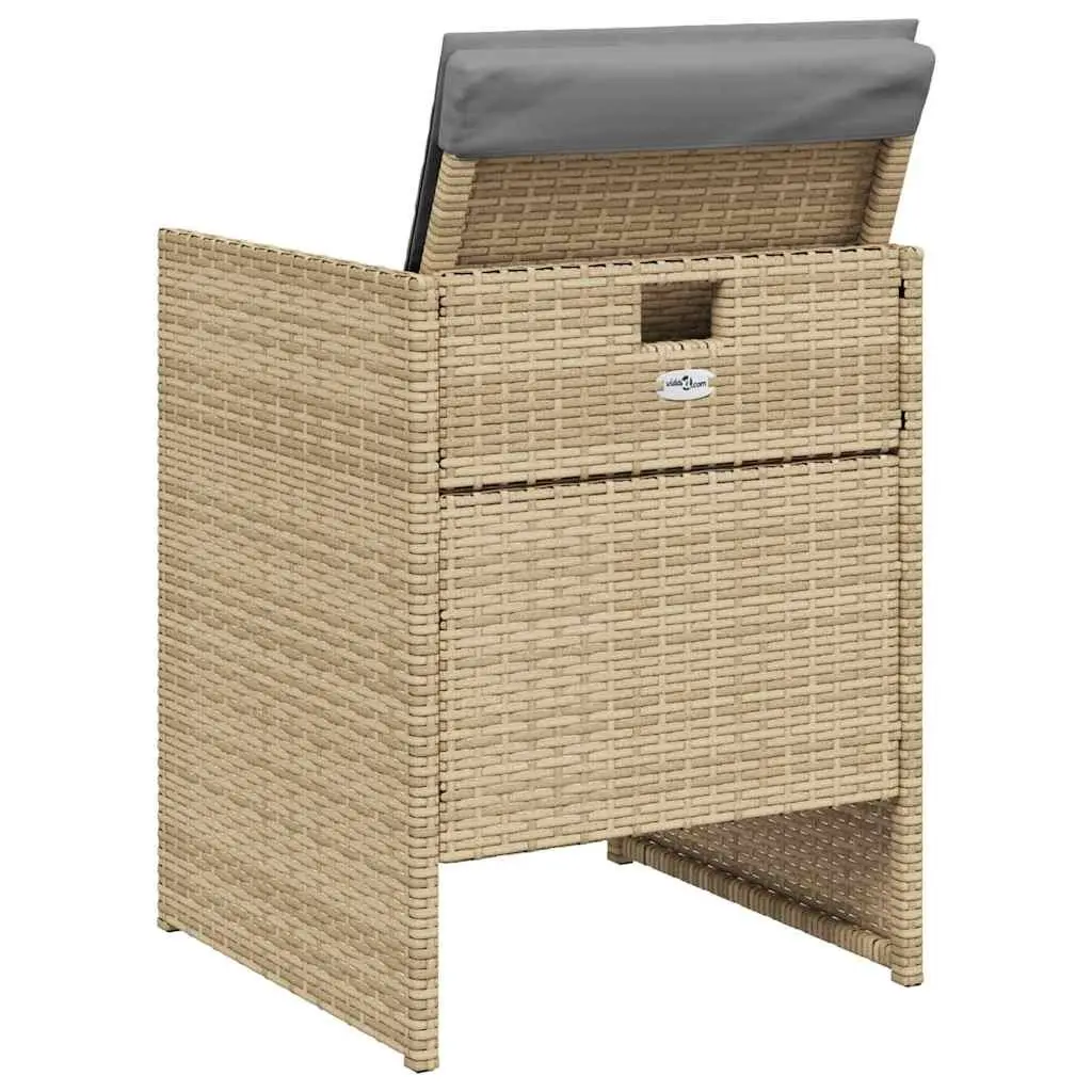 Outdoor Garden Dining Set 5 Piece Beige Poly Rattan Chairs Table Patio