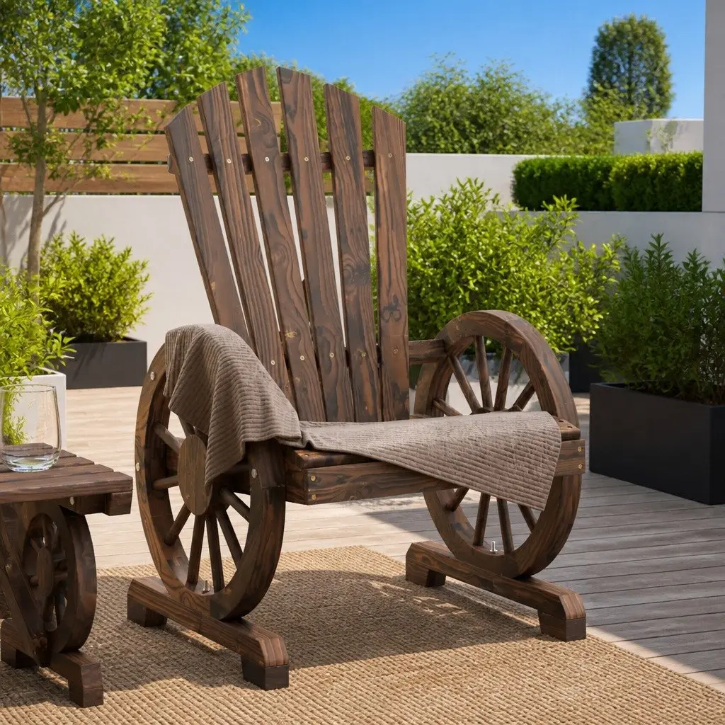 Adirondack Chair Outdoor Solid Wood Fir Garden Lounge Seating Brown