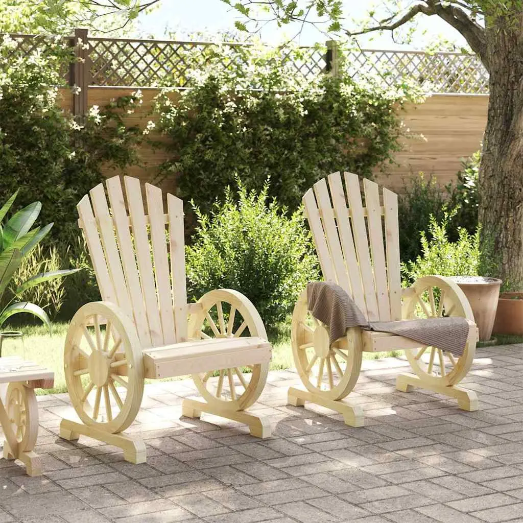 Adirondack Chairs Set of 2 Outdoor Solid Wood Garden Patio Seating