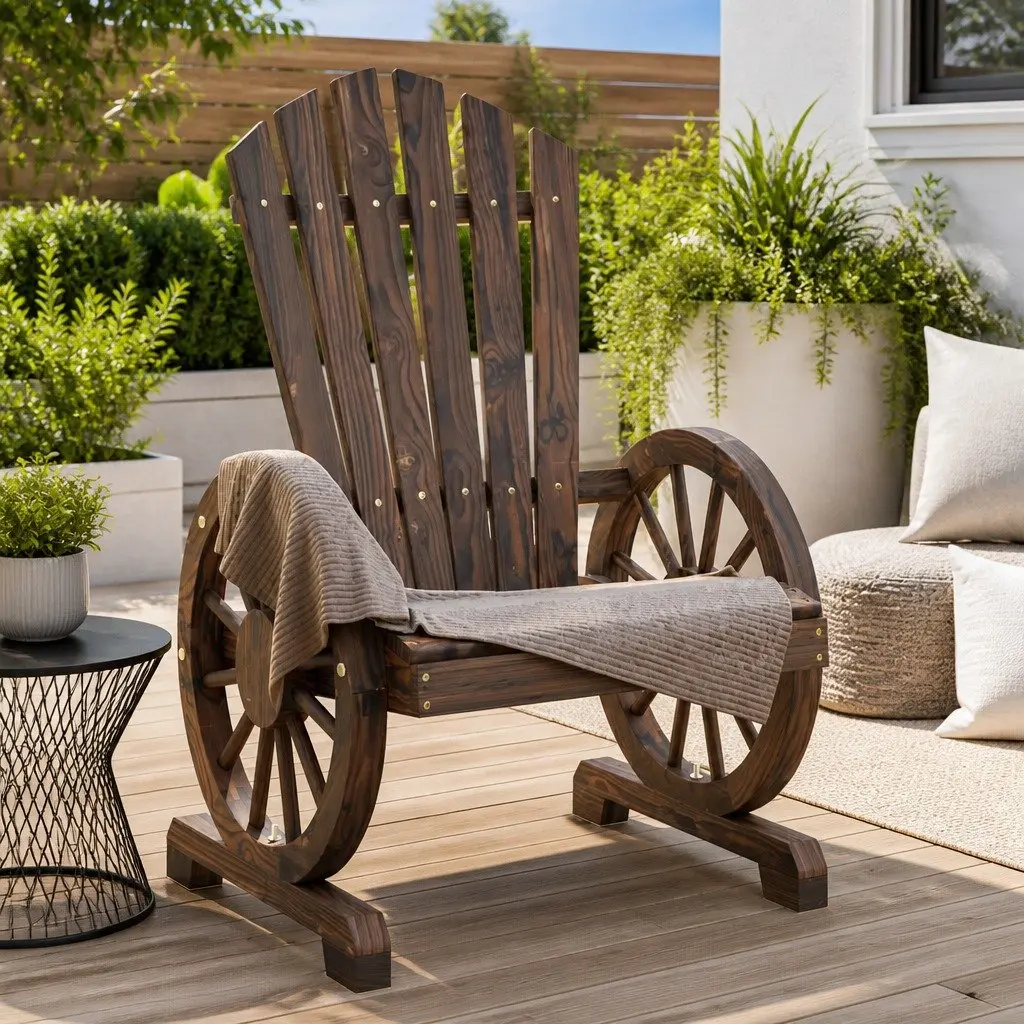 Adirondack Chairs Outdoor Garden Lounge Seating 2 pcs Brown Wood