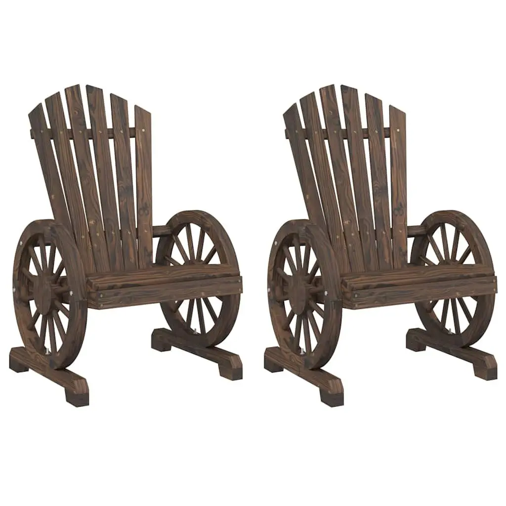 Adirondack Chairs Outdoor Garden Lounge Seating 2 pcs Brown Wood
