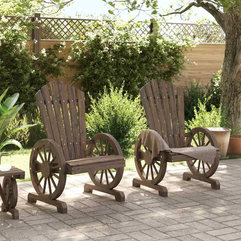 Adirondack Chairs Outdoor Garden Lounge Seating 2 pcs Brown Wood