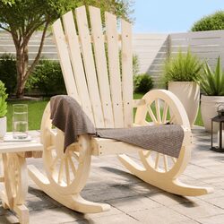 Brown Adirondack Rocking Chair Made of Solid Fir Wood